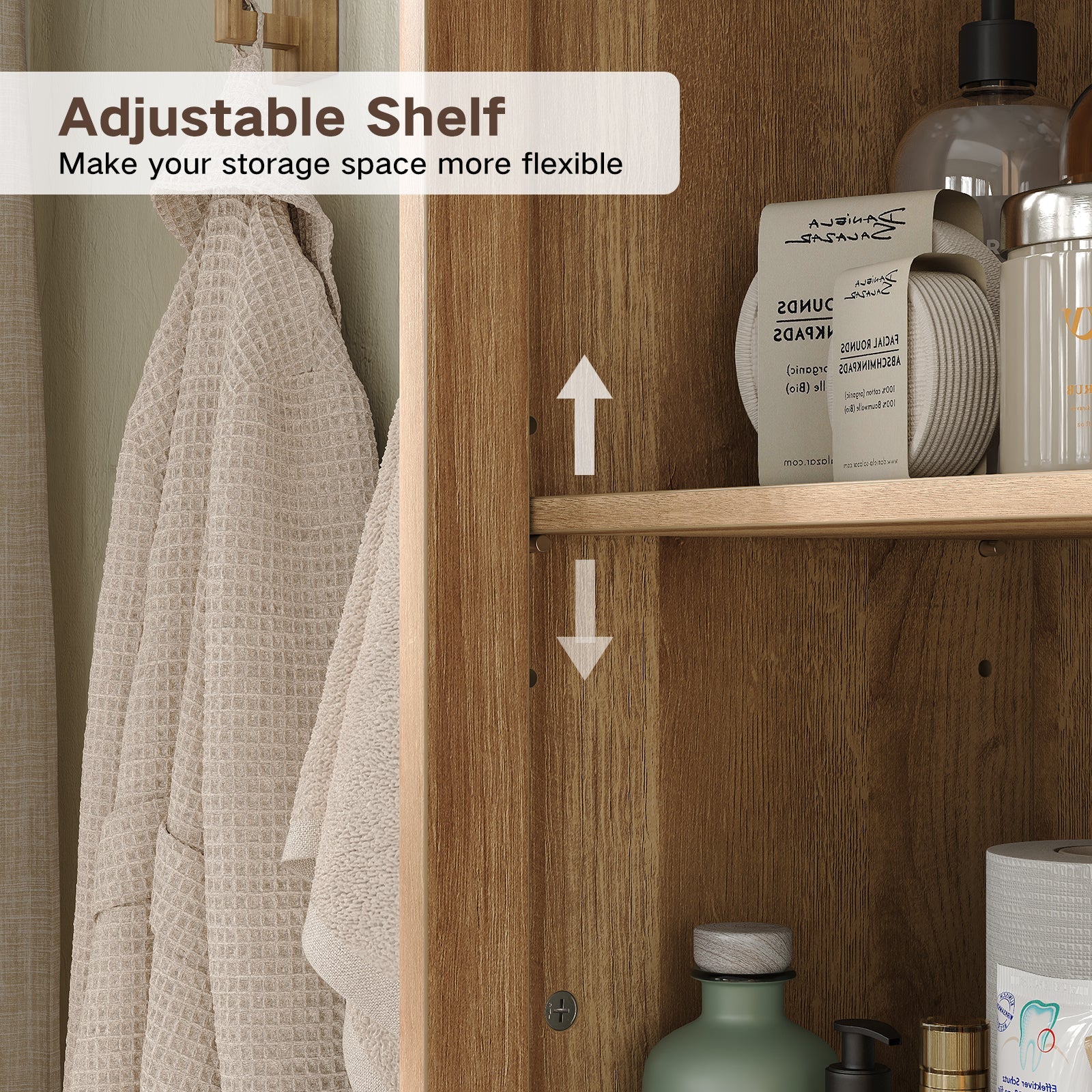 Yanosaku SC007 Tall Fluted Cabinet with Shelves, Narrow Storage Cabinet - Yanosaku SotreSC007 - NR
