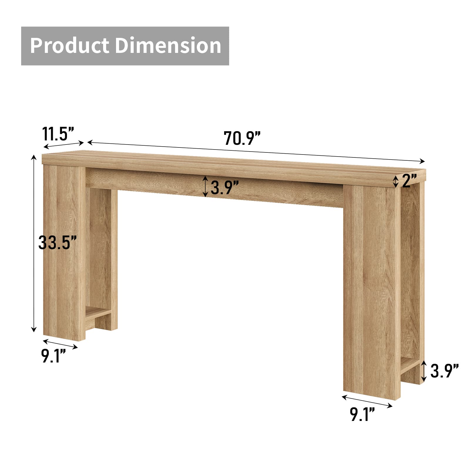 Yanosaku ST001 70.9" Long Console Table for Entryway, Farmhouse Sofa Table for Living Room & Hallway - Yanosaku SotreFurniture
