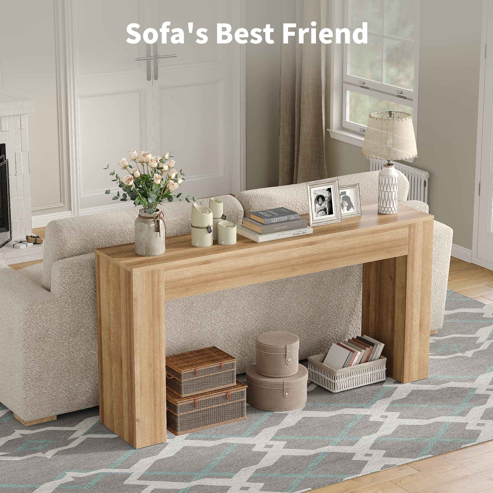 Yanosaku ST003 63" Farmhouse Console Table for Entryway & Living Room - Yanosaku SotreFurnitureST003-NR