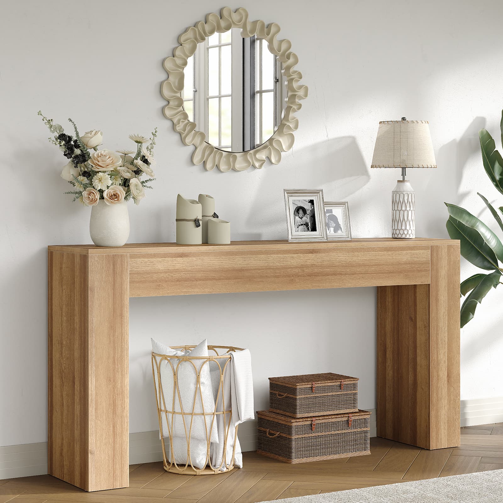 Yanosaku ST003 63" Farmhouse Console Table for Entryway & Living Room - Yanosaku SotreFurnitureST003-NR
