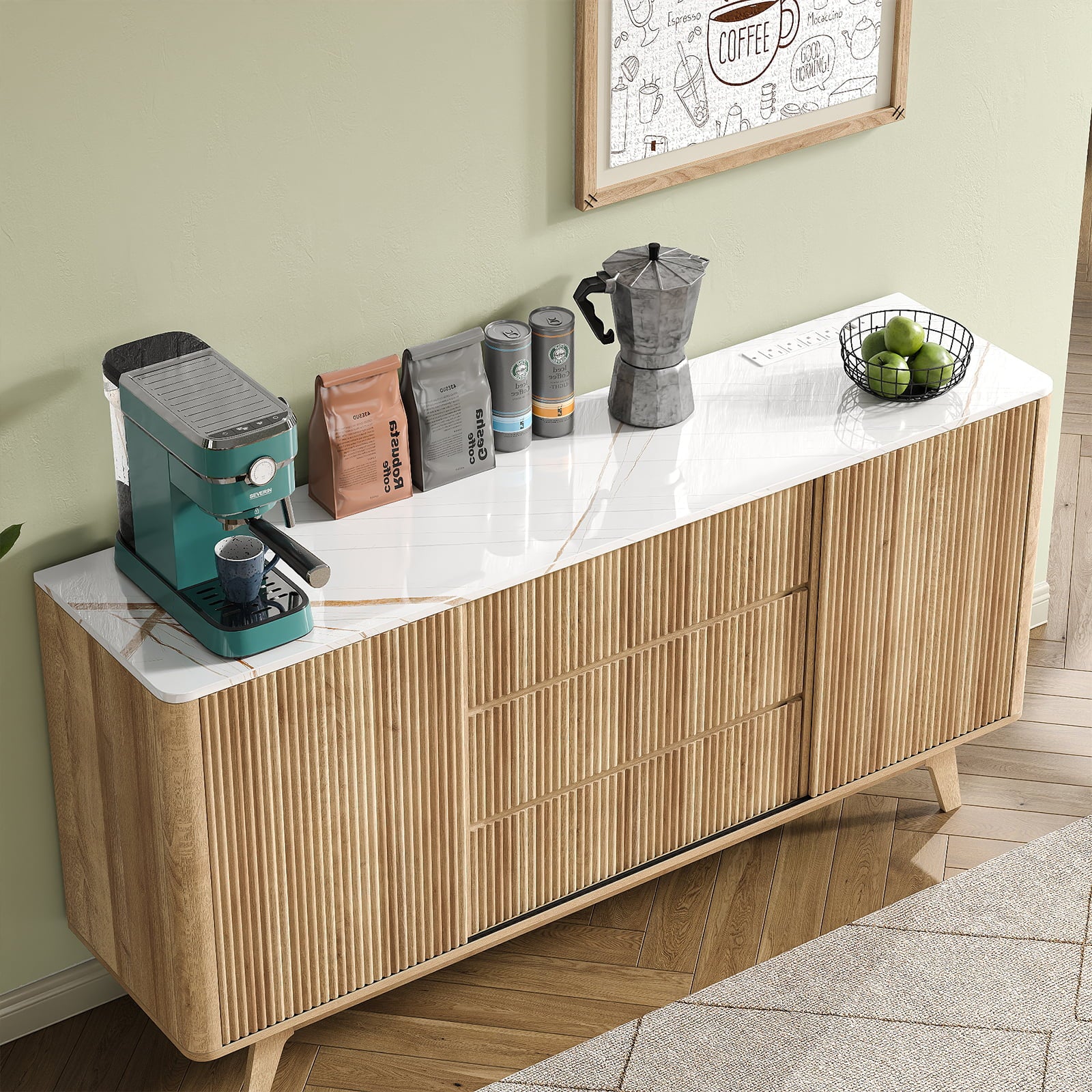 Yanosaku TS001 62" W Fluted Buffet Cabinet - Yanosaku SotreFurnitureTS001