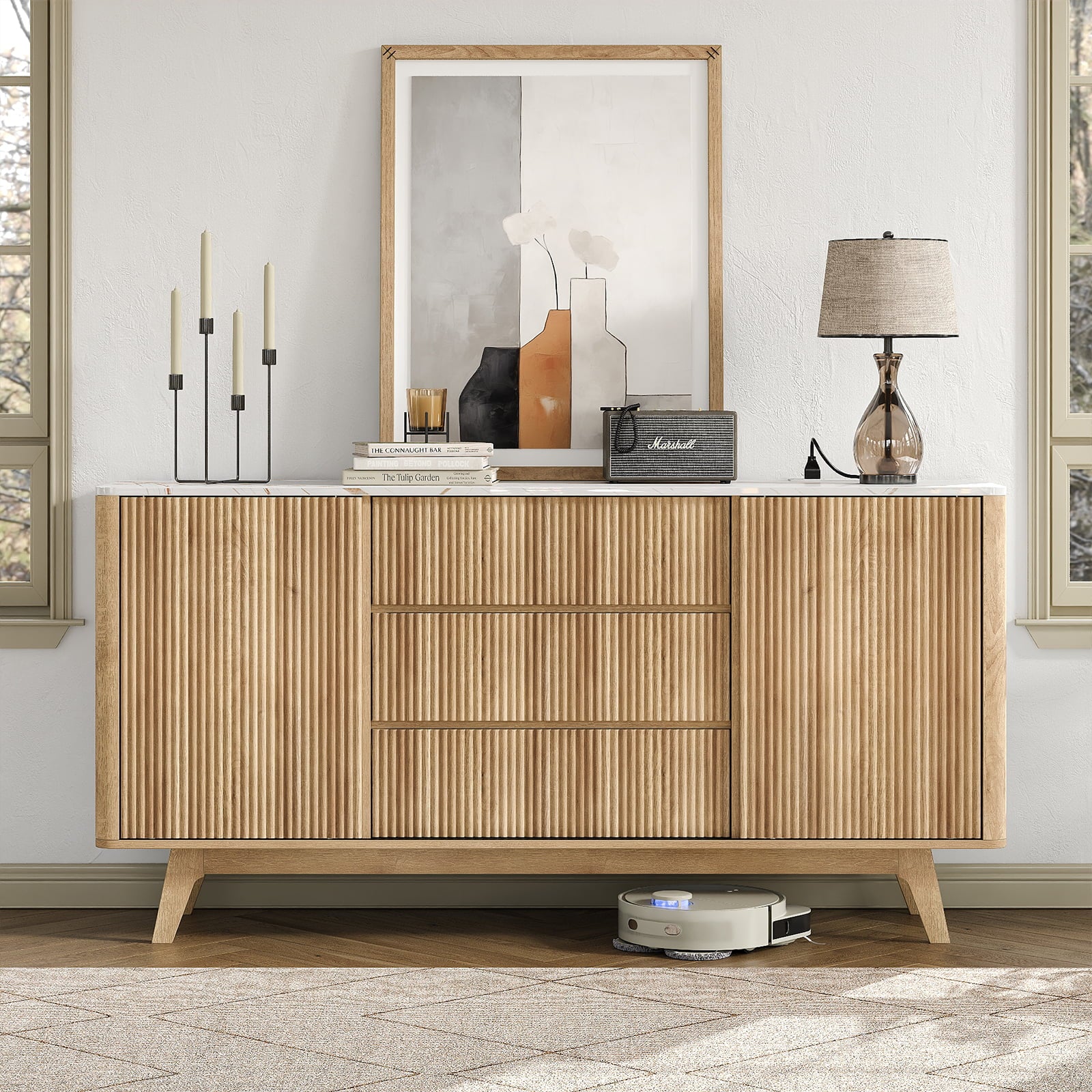 Yanosaku TS001 62" W Fluted Buffet Cabinet - Yanosaku SotreFurnitureTS001