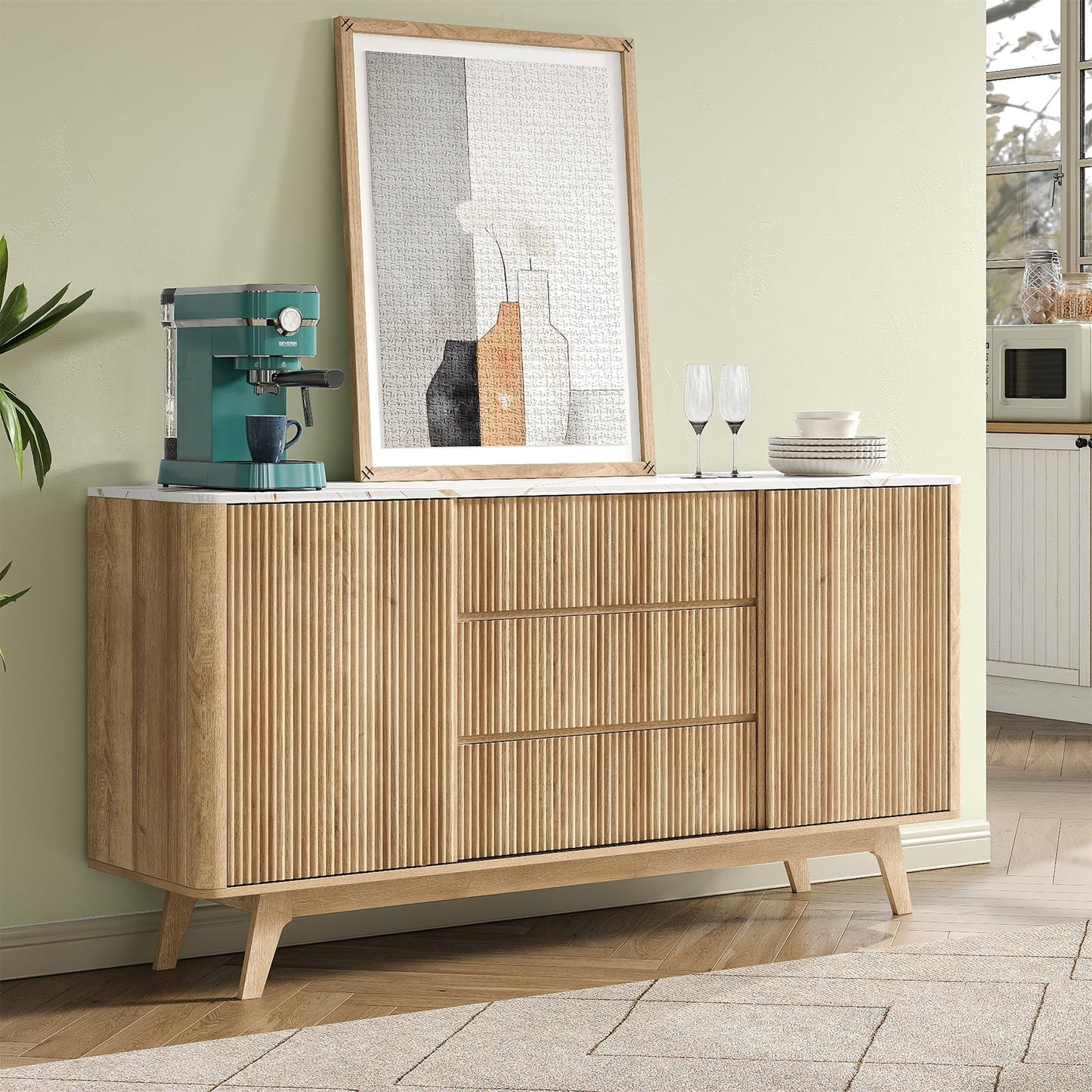 Yanosaku TS001 62" W Fluted Buffet Cabinet - Yanosaku SotreFurnitureTS001