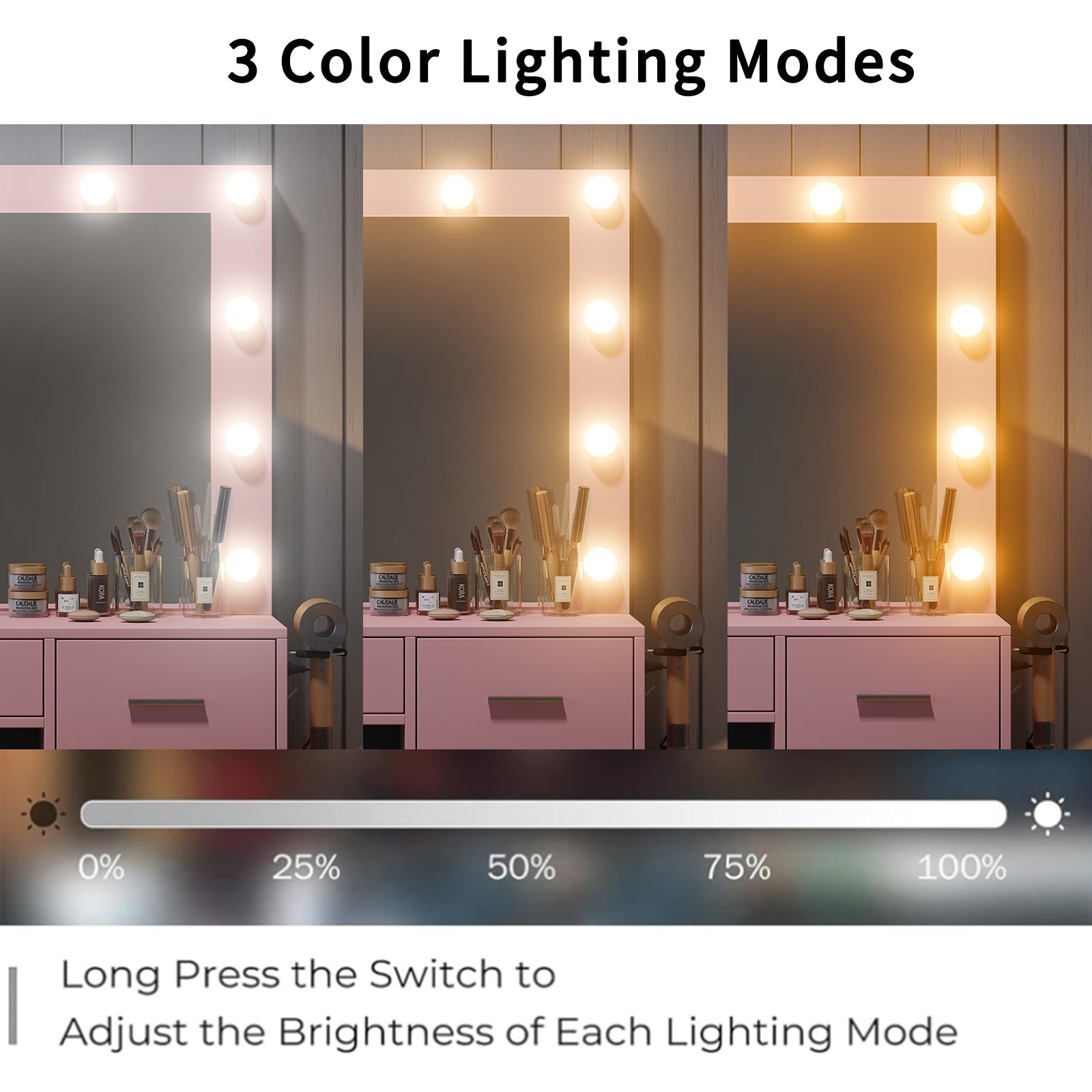 Yanosaku VD001 Bedroom Makeup Vanity desk with LED Mirror, 5 Drawers - Yanosaku SotreFurnitureVD001 - BK