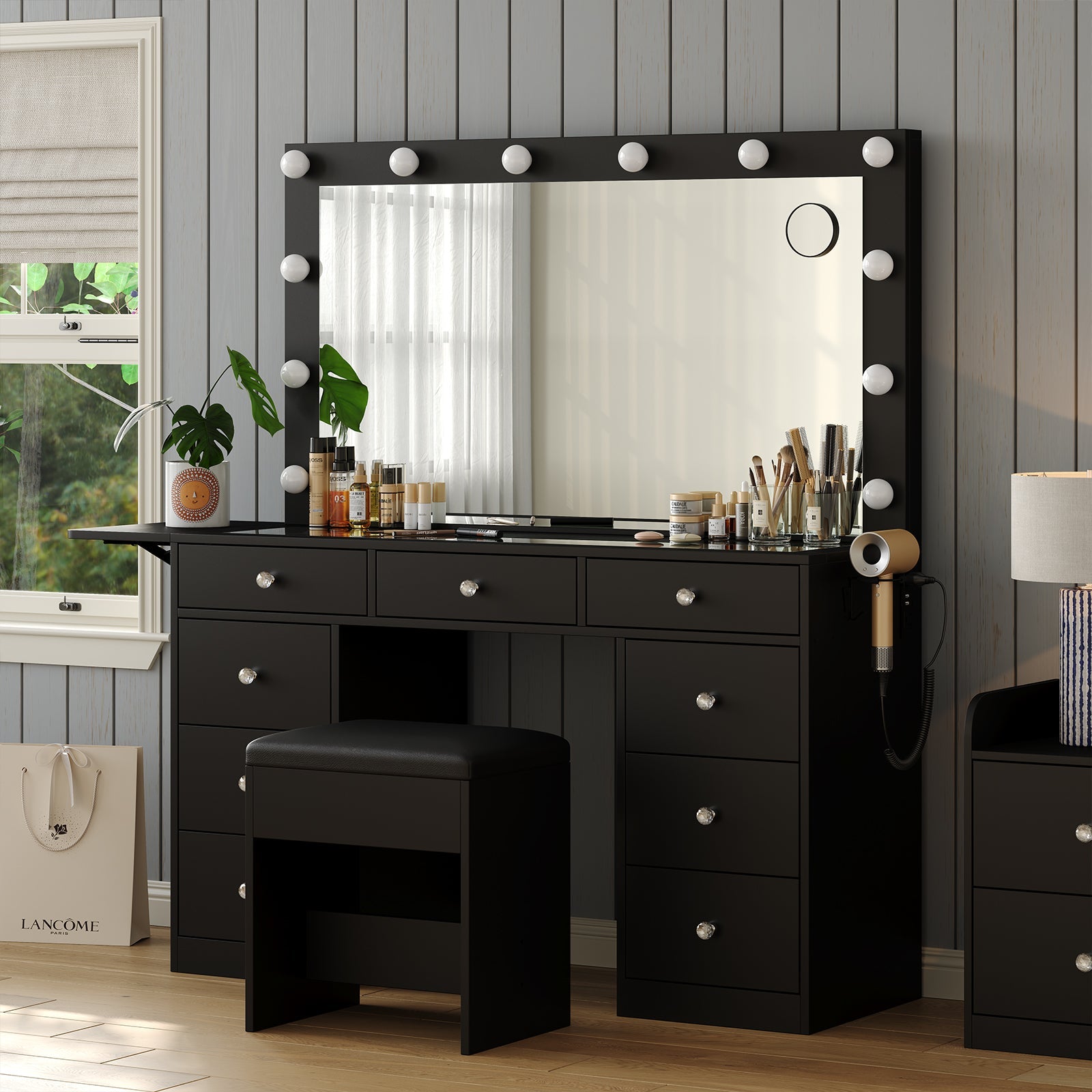 Yanosaku VD007 Bedroom Makeup Vanity desk with LED Mirror, 9 Drawers - Yanosaku SotreFurnitureVD007 - PK