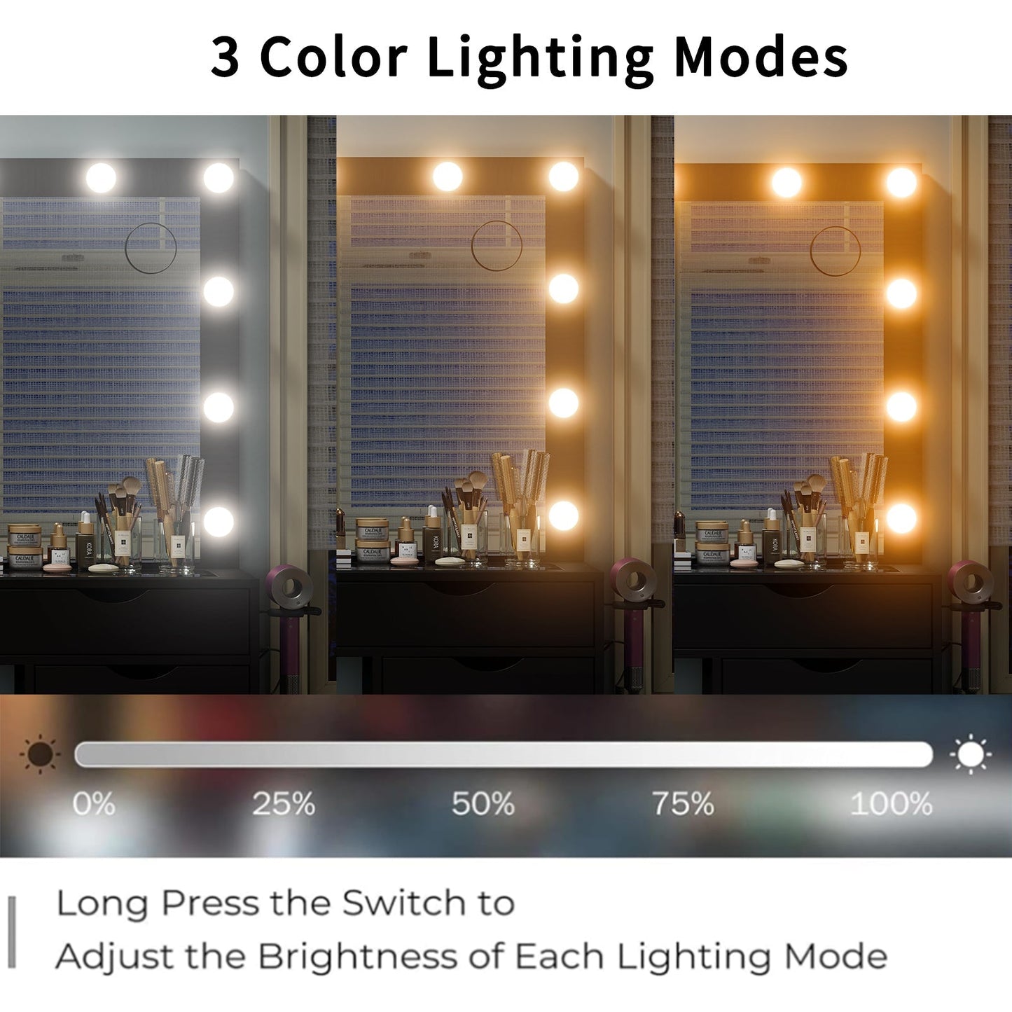 Yanosaku VD008 Bedroom Makeup Vanity desk with LED Mirro, 15 Drawers - Yanosaku SotreFurnitureVD008 - BL