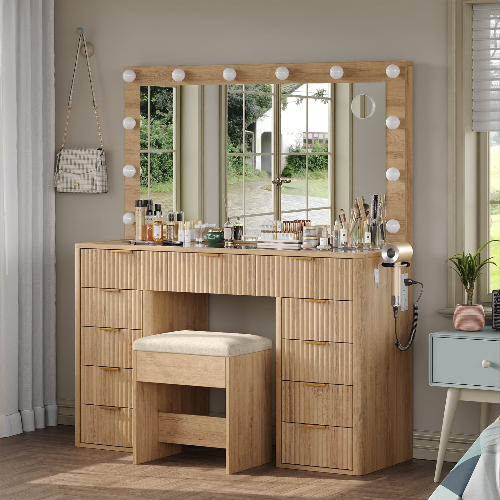 Yanosaku VD009 Vanity Set, 11 Drawers, 3 Lighting Modes - Yanosaku SotreFurnitureVD009 - NR