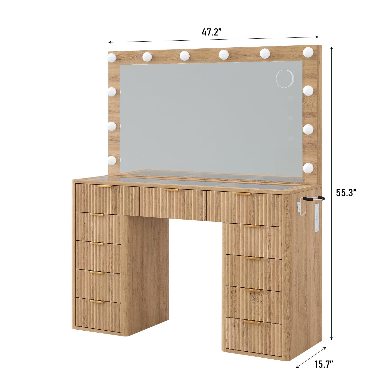 Yanosaku VD009 Vanity Set, 11 Drawers, 3 Lighting Modes - Yanosaku SotreFurnitureVD009 - NR
