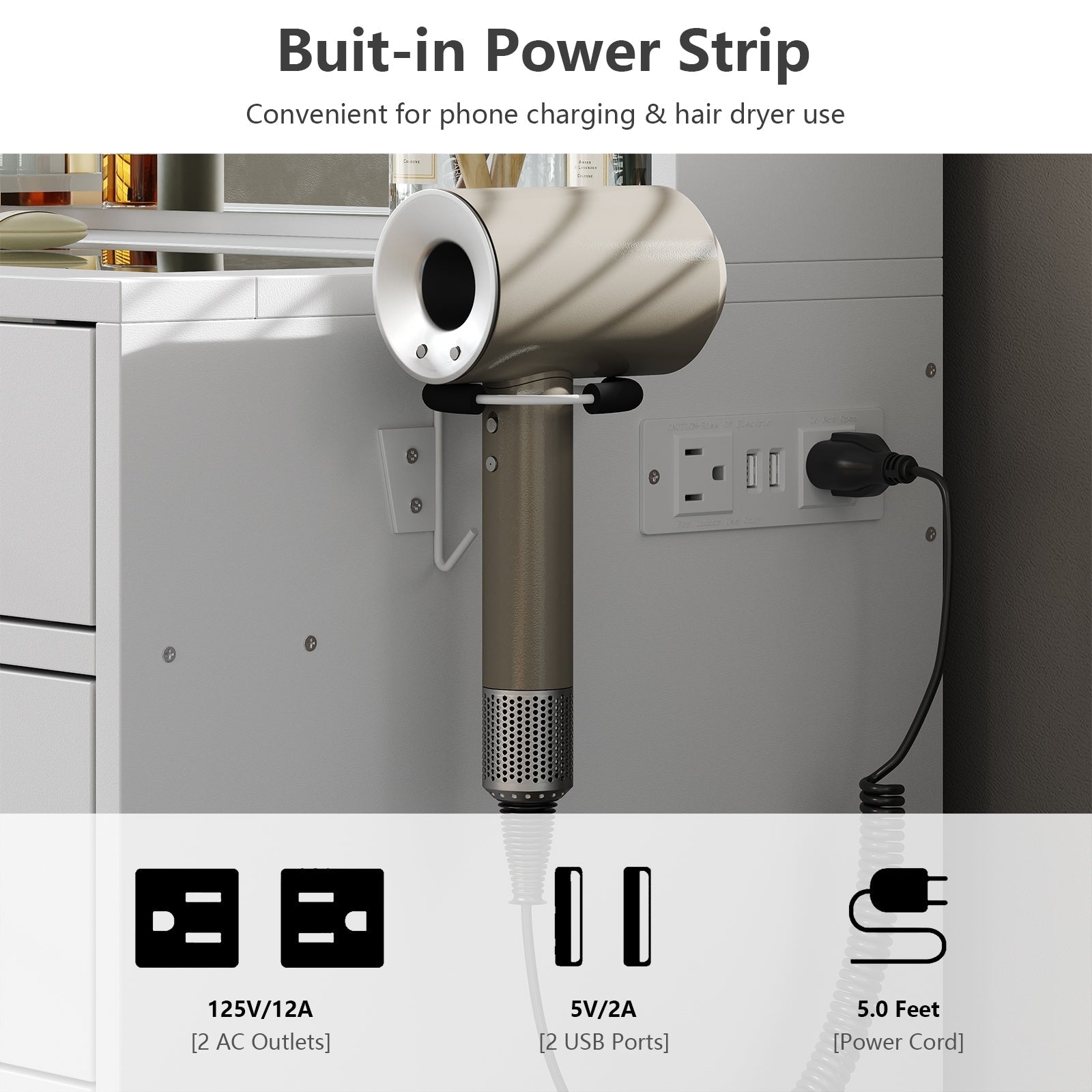 Yanosaku VD010 Modern White Makeup Vanity Set Table with Stool & LED Mirror 9 Drawers Luxury - Yanosaku SotreFurnitureVD010 - WH