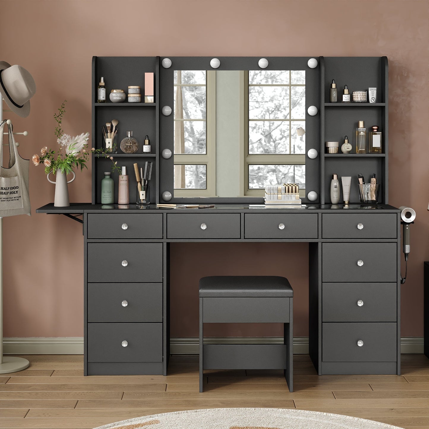 Yanosaku VD011 47" Vanity Set, LED Mirror, 11 Drawers - Yanosaku SotreFurnitureVD011 - WH - 2