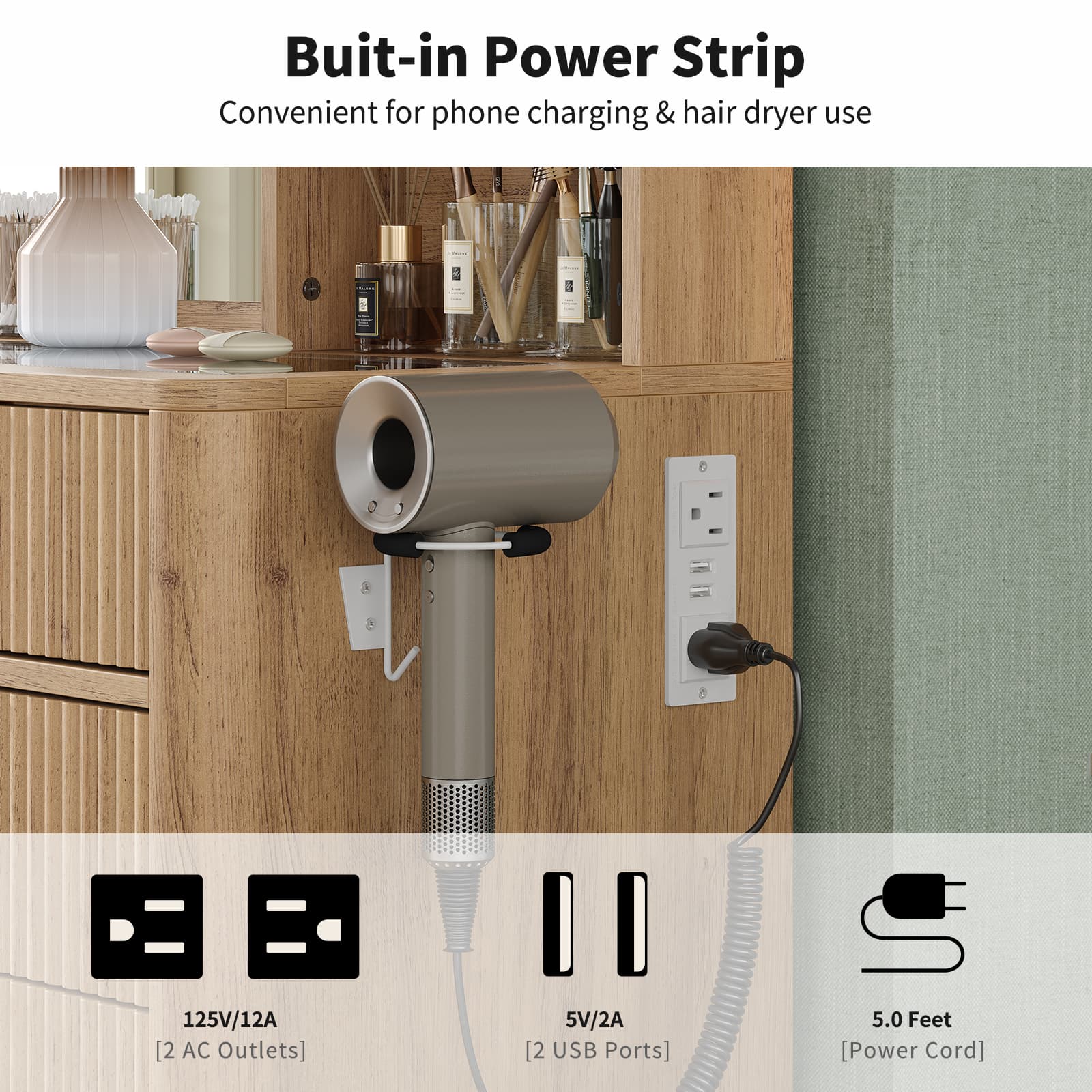 Yanosaku VD013 Bedroom Makeup Vanity desk with LED Mirror, 7 Drawers - Yanosaku SotreFurnitureVD013