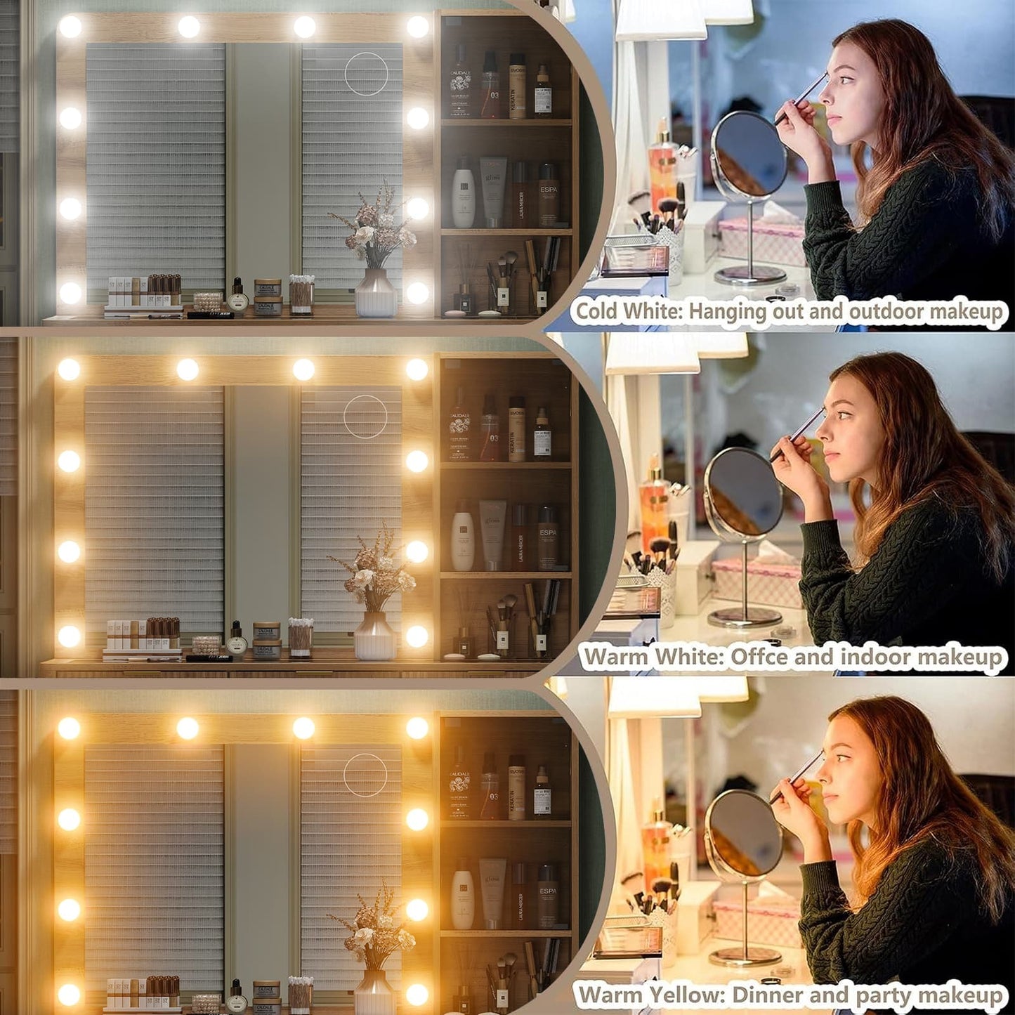 Yanosaku VD013 Bedroom Makeup Vanity desk with LED Mirror, 7 Drawers - Yanosaku SotreFurnitureVD013