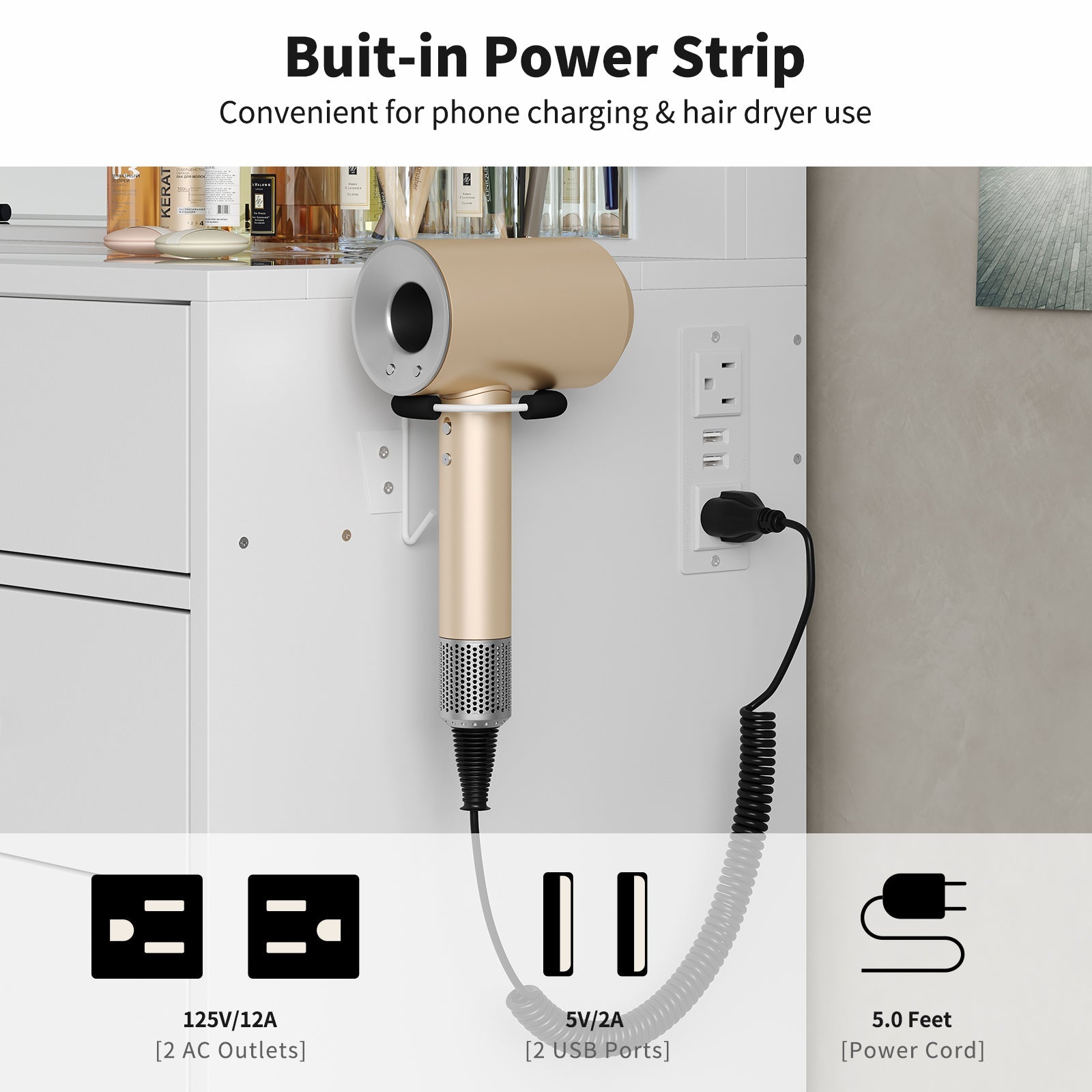 Yanosaku VD015 55''W White Vanity Set, LED Mirror, 11 Drawers - Yanosaku SotreFurnitureVD015 - WH