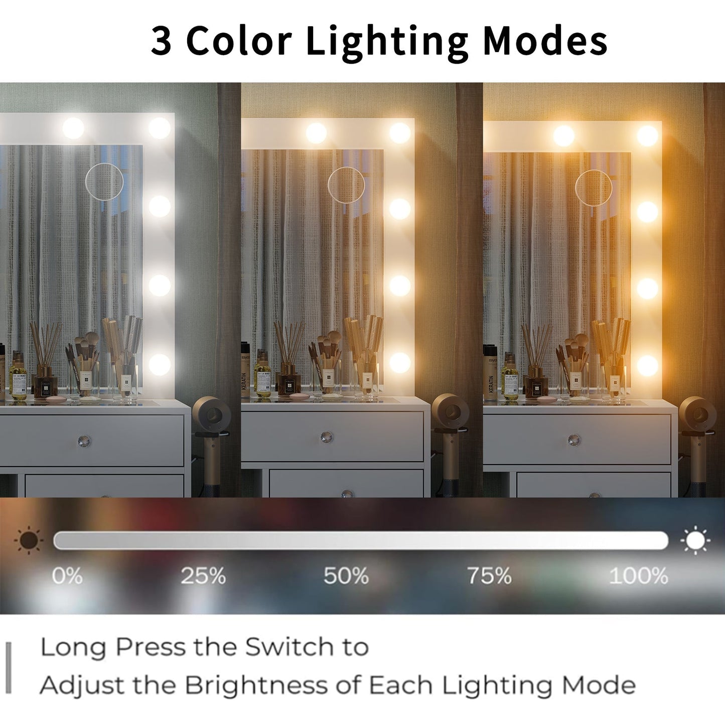 Yanosaku VD016 55''W White Vanity Set, LED Mirror, 13 Drawers - Yanosaku SotreFurnitureVD016 - WH