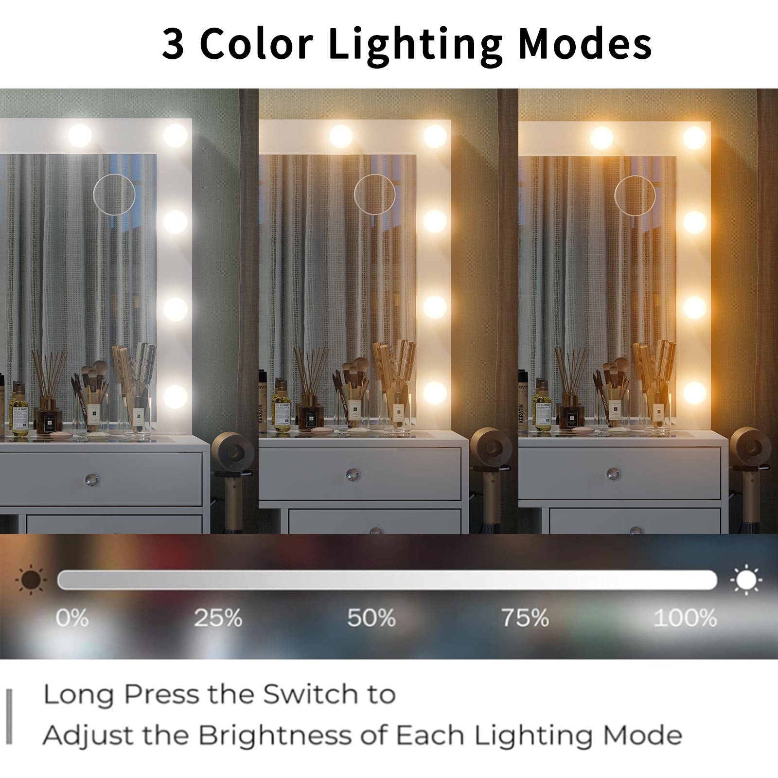 Yanosaku VD017 White Vanity Set, LED Mirror, 15 Drawers - Yanosaku SotreFurnitureVD017