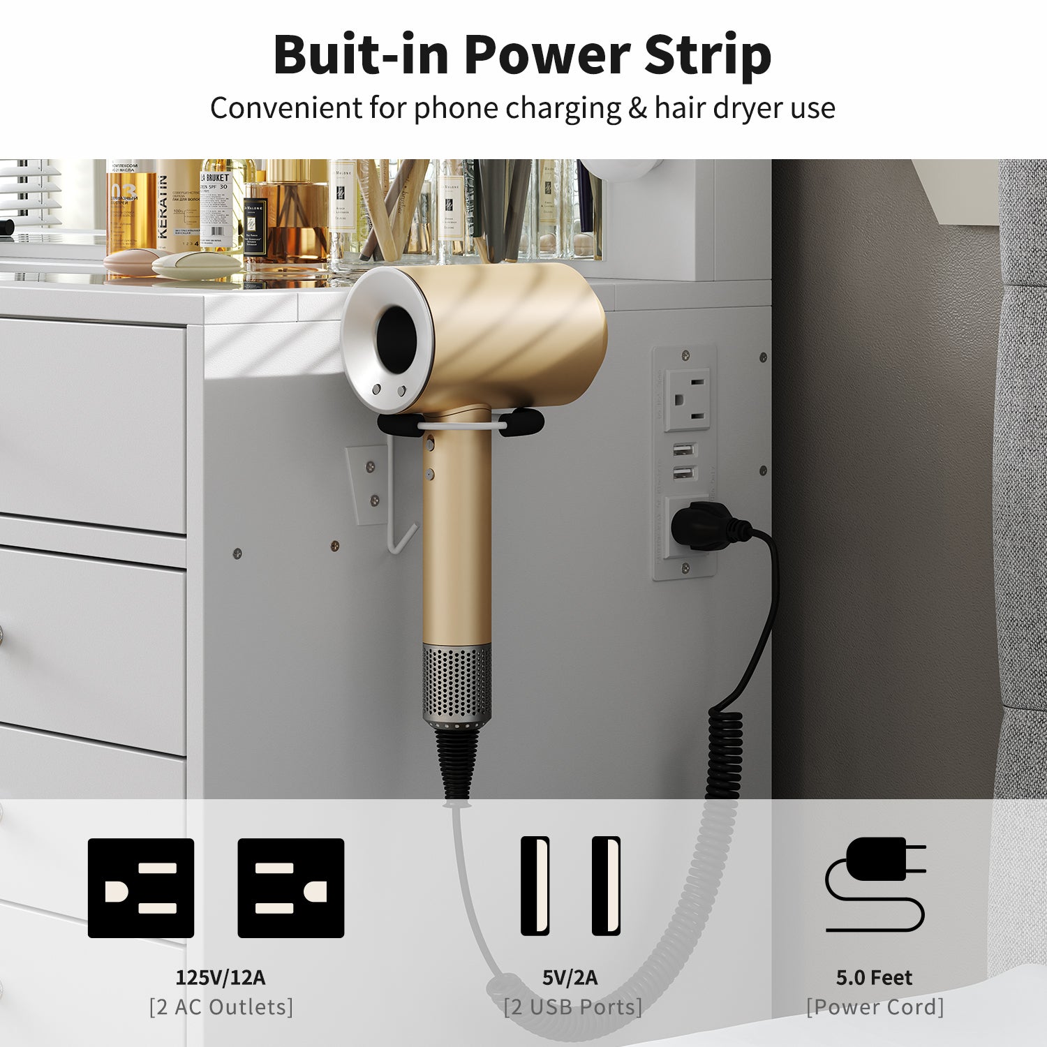 Yanosaku VD017 White Vanity Set, LED Mirror, 15 Drawers - Yanosaku SotreFurnitureVD017