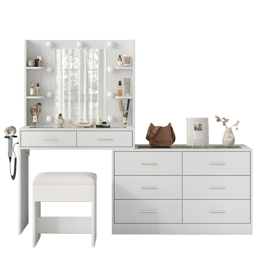 Vektaya US-VD033 Bedroom Makeup Vanity desk with mirror, 8 Drawers